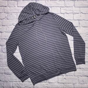 Striped, Hooded, Modal Blend Kangaroo Pocket Pull Over